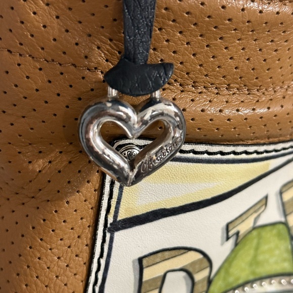 Brighton Diva Black/Brown Leather Bag Purse Handbag Graphic Glam Girls Fashion - Picture 8 of 14